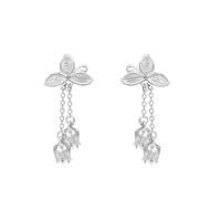 TAIOYHD S999 Solid Silver Butterfly Lily of the Valley Drop Earrings, Hypoallergenic Tassel Earrings for Women, Floral Jewellery