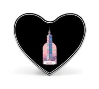 Taipei 101 Heart Shaped Enamel Brooch Pin Button Badges Decoration Hat Clothing Bag Accessories Gift Crafts