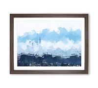 Taipei City In Taiwan In Abstract Modern Art Framed Print | A4 Walnut Framed Wall Art | Ready to Hang | Abstract Cityscape Picture | Living Room Bedroom Lounge Office