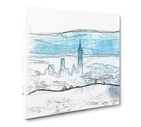 Taipei City in Taiwan Sketch Canvas Print | Gallery Wrapped 30mm Frame Wall Art | 14x14 inches | Ready to Hang | Modern Cityscape Picture | Living Room Bedroom Lounge Office