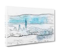Taipei City In Taiwan Sketch Canvas Print | Gallery Wrapped 30mm Frame Wall Art | 24x16 inches | Ready to Hang | Modern Cityscape Picture | Living Room Bedroom Lounge Office