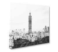 Taipei City Skyline in Taiwan Canvas Print | Gallery Wrapped 30mm Frame Wall Art | 20x20 inches | Ready to Hang | Abstract Cityscape Picture | Living Room Bedroom Lounge Office