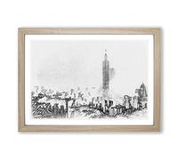 Taipei City Skyline in Taiwan in Abstract Framed Print | A2 Oak Framed Wall Art | Ready to Hang | Abstract Cityscape Picture | Living Room Bedroom Lounge Office