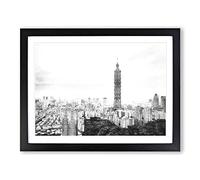Taipei City Skyline In Taiwan Painting Modern Art Framed Print | A4 Black Framed Wall Art | Ready to Hang | Modern Cityscape Picture | Living Room Bedroom Lounge Office