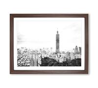 Taipei City Skyline In Taiwan Painting Modern Art Framed Print | A4 Walnut Framed Wall Art | Ready to Hang | Modern Cityscape Picture | Living Room Bedroom Lounge Office