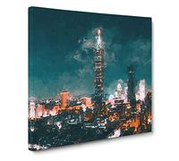 Taipei City Taiwan Canvas Print | Gallery Wrapped 30mm Frame Wall Art | 14x14 inches | Ready to Hang | Abstract Cityscape Picture | Living Room Bedroom Lounge Office
