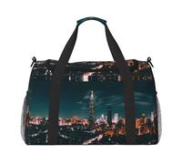 Taipei Scenery Full Print Travel Duffle Bag with Adjustable Shoulder Strap,Large Capacity Twill Polyester Crossbody Bag for Gym,Weekend Trips Outdoor Activities