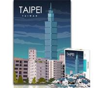 Taipei Taiwan Travel Art Jigsaw Puzzles for Teenagers 1000 Piece,Educational Games Home Decoration Suitable for Desktop Decoration 75x50cm