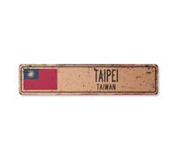 TAIPEI TAIWAN Vintage Street Sign Taiwanese flag city country road wall rustic