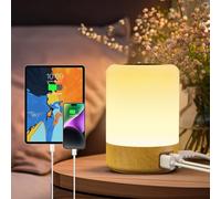 Taipow Bedside Table Lamp with 4 USB Charging Port, 3 Light Modes & 8 Colors, Brightness Adjustable Desk Lamp for Reading Working Sleeping, Touch Night Light Lamps for Bedrooms