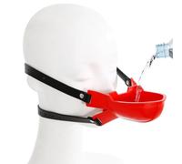 Taisei BDSM Mask Gag Mouth Leather Lockable Head Role Play SM Sex Toy Couples Adjustable Mouth Gag with Gag Ball Collar Bed Restraints for Men Women(Rot)