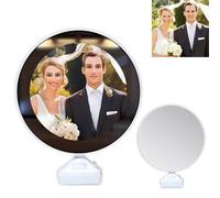 TAISGONGBY Personalised Cartoon Magic Mirror Frame Custom Makeup Mirrors with Light Customized Photo Bedside Creative Dressing Mirror Gift for Her Girlfriend Christmas Birthday Valentine’s Day