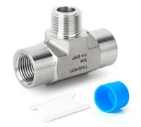 TAISHER 1 Pcs Forging of 304 Stainless Steel Street Tee Pipe Fittings, 1/4" BSP Female x 1/4" BSP Male x 1/4" BSP Female Pipe Fittings, Male Branch Tee, for Water Oill Air Gas