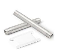 TAISHER 2 Pcs Stainless Steel Pipe Fittings, 1/4" BSP x 1/4" BSP Male Threaded, 100mm Length Nipple Cast Pipe, for Water Oill Air Gas