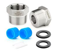 TAISHER 2PCS 304 Stainless Steel Garden Hose Adapter, Hex Bushing 3/4" GHT Female x 1" NPT Male Garden Hose Connector
