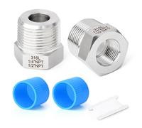 TAISHER 2PCS Forging of 316 Stainless Steel Reducer Hex Bushing, 1/2" Male NPT to 1/4" Female NPT, Reducing Forging Pipe Adapter Fitting