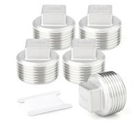 TAISHER 5 PCS 304 Stainless Steel Outer Square Thread Socket Pipe Plug Fitting 1" BSP Male