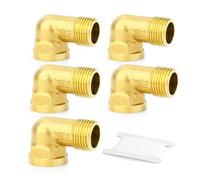 TAISHER 5 Pcs 90 Degree Barstock Street Elbow, 1/2 Inch BSP Male Pipe to 1/2 Inch BSP Female Brass Pipe Fitting, for Water Oill Air Gas