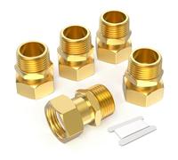 TAISHER 5PCS Brass Water Meter Pipe Fitting, 1/2" BSP Female x 1/2" NPT Male for Water meters, Water pumps, and Heat meters With Seal Washer