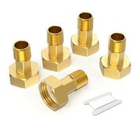 TAISHER 5PCS Brass Water Meter Pipe Fitting, 3/4" BSP Female x 1/2" NPT Male for Water meters, Water pumps, and Heat meters With Seal Washer