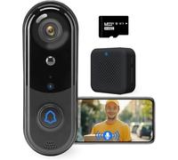 Taishixing 1080P Video Doorbell Camer, Wireless Doorbell Camera Outdoor, No Monthly Fee, indoor chime, 2.4G WiFi, IP65 Waterproof, Night Vision, Ai Human Detection, SD Card/Cloud Storage