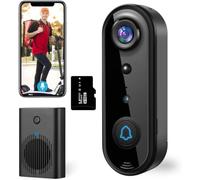 Taishixing 2K Video Doorbell Camera Wireless, Ultra-Wide Angle Lens for Full-Body View, AI Motion Detection, 2-Way Talk, Night Vision, Micro SD and Cloud Storage/Battery Powered, 2.4G Wi-Fi