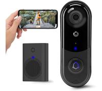 Taishixing Video Doorbell Camera Support SD Card, Wireless Doorbell Camera Outdoor, No Monthly Fee, indoor chime, 2.4G WiFi, IP65 Waterproof, Night Vision, Ai Human Detection