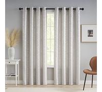 Taisier Home Silver Foil Print Linen Textured Curtains - Geometric Dots Pattern Design for Bedroom & Living Room - Thermal Insulated Window Treatment, 2 Panels, 95" L, Beige & Silver