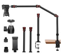 Taisioner Overhead Camera Mount Desk Stand 3-Section Articulated Arm with Heavy Duty C-Clamp 360° Ball Head 5LB Load Capacity Compatible with DSLR,Webcam,Lights,Microphone Live,YouTube,Online Courses