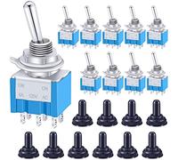 Taiss/10 Pcs MTS-202-MZ AC 125V 6A Amps ON/ON 6 Terminals 2 Position DPDT Toggle Switch + 10pcs Waterproof Cap