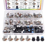 Taiss 100PCS Potentiometer Kit,WH148 B1K 5K 10K 20K 50K 100K 250K 500K 1M ohm potentiometers,Potentiometer Assortment,Single Linear Taper Potentiometer 3 Terminal with Knobs,Nuts and Washers