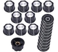 Taiss /10pcs Adjustable Rotate Button Potentiometer Control Knobs + 10pcs 0-100 Scale Sheet
