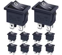 Taiss/10Pcs Black Rocker Toggle Switch ON/OFF DPST 4 Pin 2 Position KCD1 Snap AC 250V/6A 125V/10A KCD1-4-201-BK