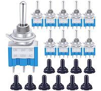 Taiss/10pcs MTS-103-MZ ON/OFF/ON Mini Miniature Toggle Switch Car Dash Dashboard 3 position SPDT 3Pin + 10pcs Waterproof Cap