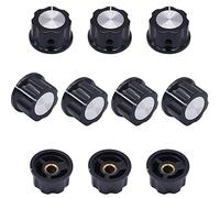 Taiss 10pcs Potentiometer Knobs 6 mm Dia. Shaft Silver Tone Top Rotary Knobs Black A02-6mm