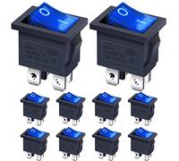 Taiss/10Pcs Rocker Toggle Switch ON/Off DPST 4 Pin 2 Position AC 250V/6A 125V/10A KCD1-4-201-BU