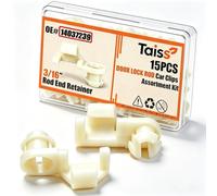 Taiss 15PCS Door Lock Rod Clips Assortment Kit, 3/16" Rod End Retainer Locking Push Clips, Car Door & Tailgate Handle Rod Retainer Clips, Universal Replacement for Most Cars