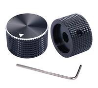 Taiss /2 Pcs Black Aluminium Rotary Knob for 6mm Diameter Shaft Volume Control Guitar Knob 25mm Diameter x 15mm Height