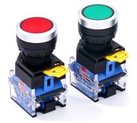 Taiss /2 pieces 22 mm Electrical Emergency Stop Switch 10 A 440 V 1NO 1NC DPST Red Green Momentary Push Button Switch LA38-11BN/GR