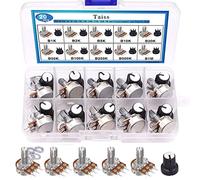 Taiss 20PCS Potentiometer Kit with Knobs B1K 2K 5K 10K 20K 50K 100K 250K 500K 1M Ohm potentiometers Assortment 3 Terminals Linear Taper Rotary Audio B Type Potentiometer,Volume Control Potentiometer