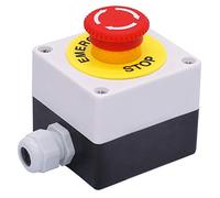 Taiss / 22mm 2 NC Red Sign Mushroom Emergency Stop Push Button Switch Station 10A 440V Stop Switch Box LA38A-02ZS-BOX