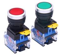 Taiss 2pcs 22mm Momentary Push Button Switch 10A 440V 1NO 1NC DPST Red Green Sign DPST Pushbutton Switches LA38-11BN/GR