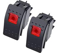 Taiss/2Pcs Boat Marine Lighted Rocker Switch 12V 20A 4Pin On/Off with Red LED Car Offroad Push Button Toggle Switch RK1-06N-R