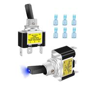 Taiss 2Pcs Rocker Toggle Switch Lighted 30A 12V DC SPST ON/OFF 3Pin Car Automative Boat With Blue LED Illuminated Light ASW-07D-2-BU-DZ
