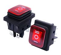 Taiss/2Pcs Waterproof Rocker Toggle Switch 16A 250V 20A 125V AC 6 Pins 3 Position ON/Off/ON DPST Red LED Light Illuminated KCD4-203N-R
