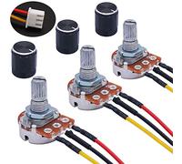 Taiss/3 Pcs 10K Ohm Linear Taper Adjustable Rotary Potentiometer Change Resistance WH148 B10K 3 Pin with XH2.54-3P Connector Wire Cable + Black Knob Cover Cap 148-10k-BKL