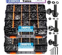 Taiss 3160PCS Metric Flange Bolt Assortment Kit,Nuts and Bolts Assortment Kit M2 M3 M4 M5 M6x1.0 M8x1.25 M10x1.5 Bolt(4-45mm) 42 Sizes Hex Socket Button & Cap Head Metric Screw 10.9 Black Zinc Plated