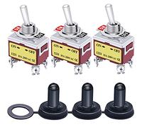 Taiss/3pcs Rocker Toggle Switch Heavy Duty 15A 250V 20A 125V DPST 4 Pin ON/OFF + 3pcs Waterproof Cover Ten-1221-MZ