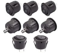 Taiss/8Pcs 12V Round Rocker Switch AC 6A/250V 10A/125V SPST 2 Pin 2 Position On/Off Toggle Switch for Car Boat Automotive RV Black KCD1-5-101-BK
