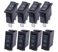 Taiss/8Pcs Black Rocker Toggle Switch On/Off/On SPDT 3 Pin 3 Position KCD3 AC 250V 125V/20A KCD3-103-BK